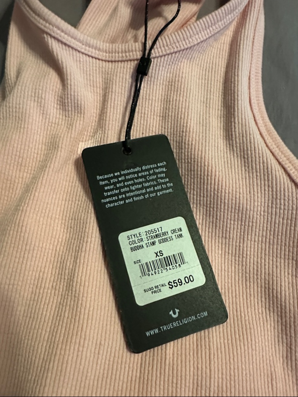 True Religion Light Pink Ribbed Tank - Picture 2 of 3